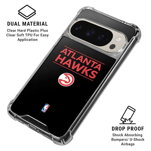 NBA Atlanta Hawks Standard - Black Pixel 9/9 Pro Clear Case